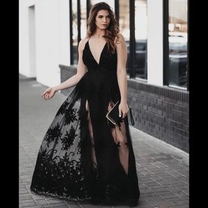 Black Lace Maxi Dress